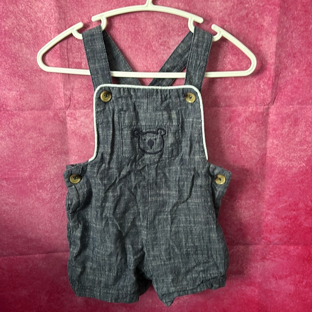 (2 for $20) 3-6 Month Baby Lightweight Denim Short Overalls